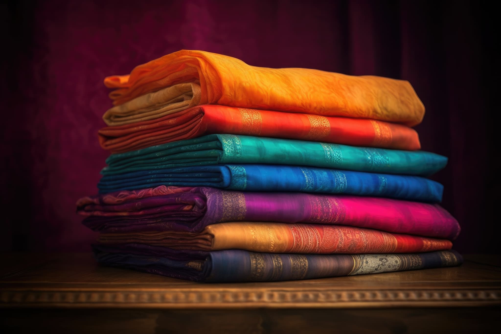 stack-folded-silk-sarees-vibrant-hues-created-with-generative-ai